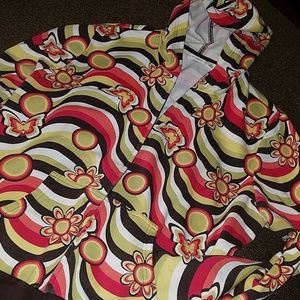 Cato zip up hoodie front pocket groovy floral XL